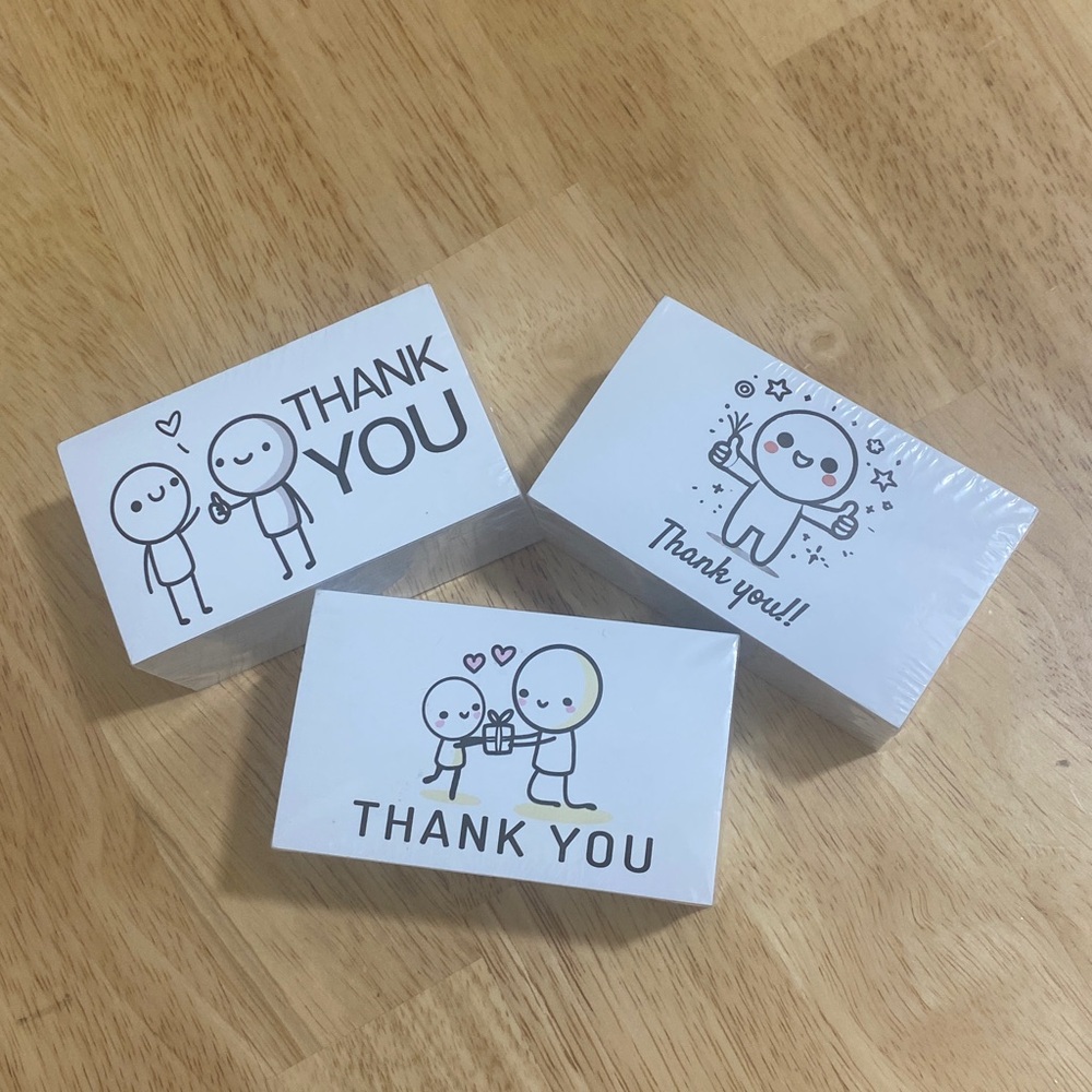Pack of 3 (Total 300 Cards)--Thank You Cards (100ea/pk) Size 3.5" W x 2" H